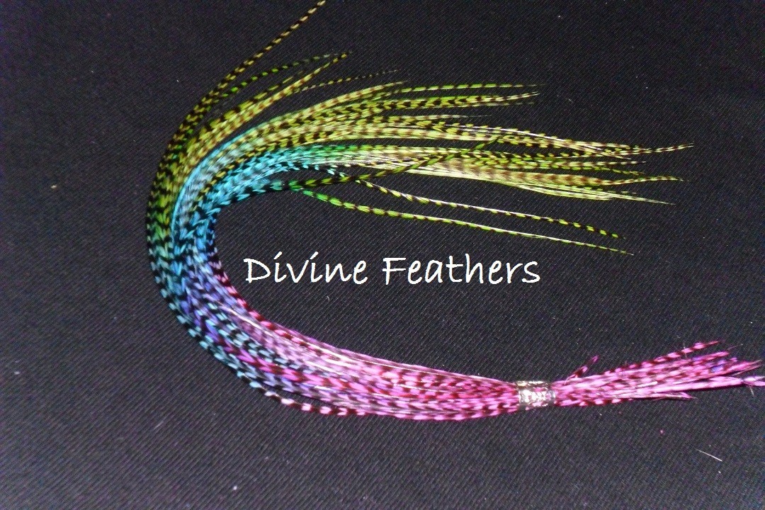 1 Grizzly Feather Extensions XL Hair extensions 8″-12″ YOU CHOOSE from 16 Colors