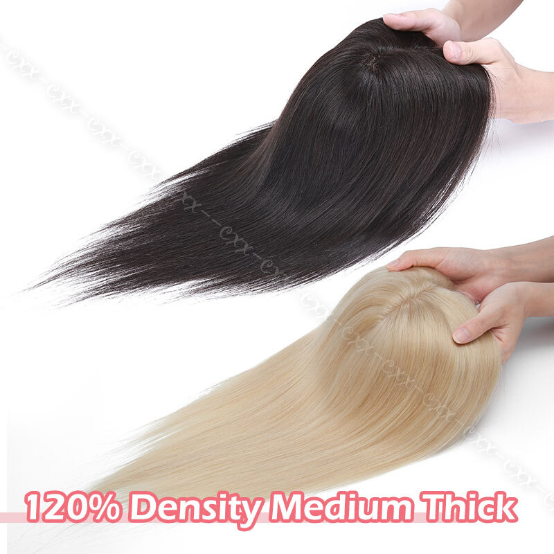 15*16cm Premium Topper Toupee Hairpiece Real Remy Human Hair Silk Base Top Piece
