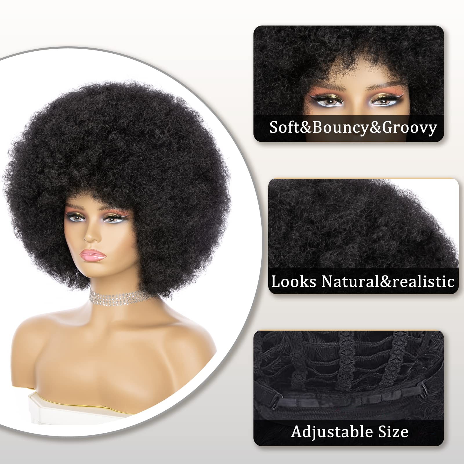 Afro Wig Short Curly Kinky Curly Hair Wigs for Women – Natural Looking Daily Use