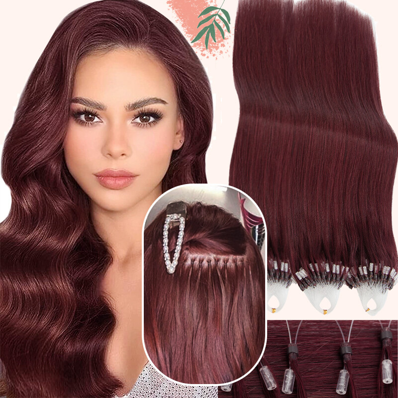 200 Strands Micro Loop Ring Beads Tip Highlight 100% Remy Human Hair Extensions