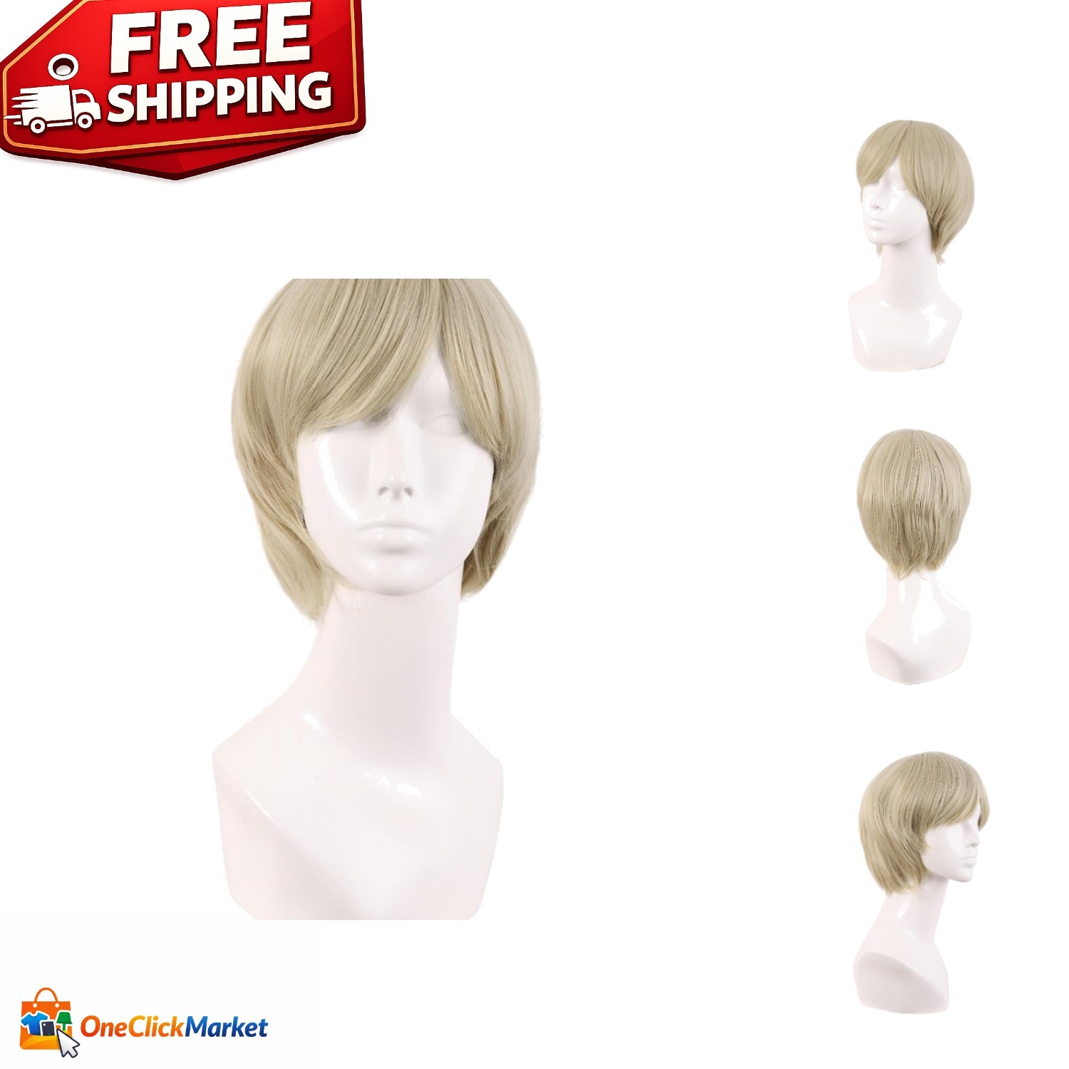 10 Inch Light Blonde Side Bangs Wig for Men – Modern Heat Resistant Style