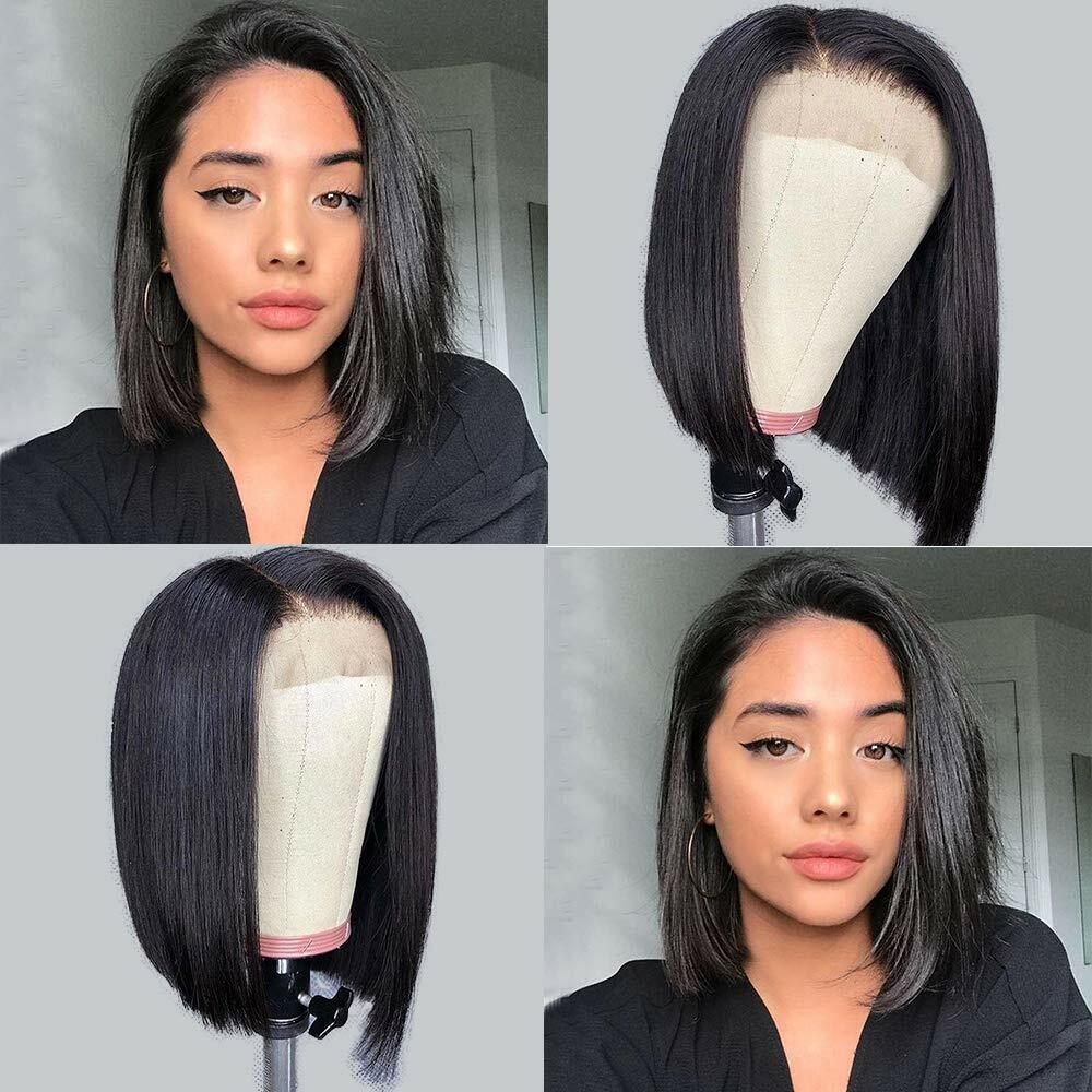 Lace Closure Wigs Bob Straight 4*4 lace middle part 100 Human Hair For Women