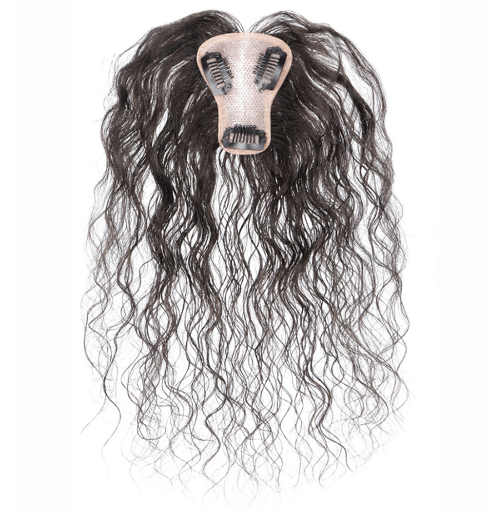 Curly Wavy Hair Clip In 100% Human Hair Toppers -Loss Thin Hair Top Replacement
