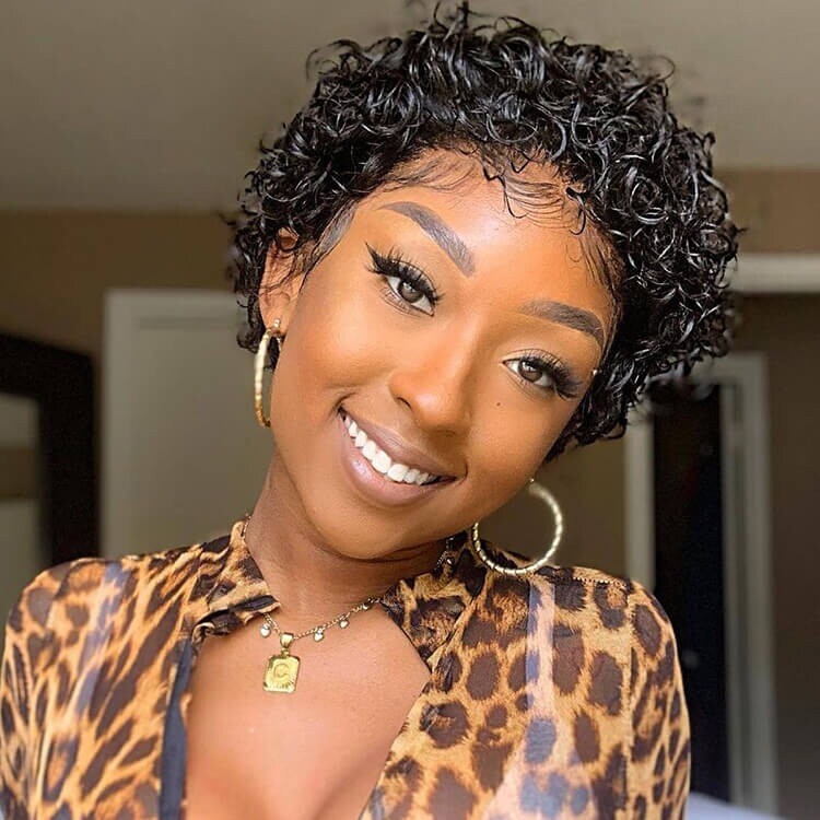 human hair short curly lace front 13×1