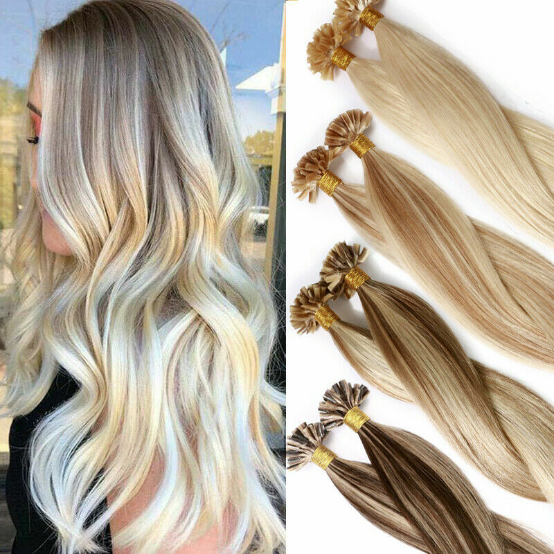 Keratin U Tip Hair Extensions Human Hair Pre Bonded Fusion Remy Hair 16-26inch