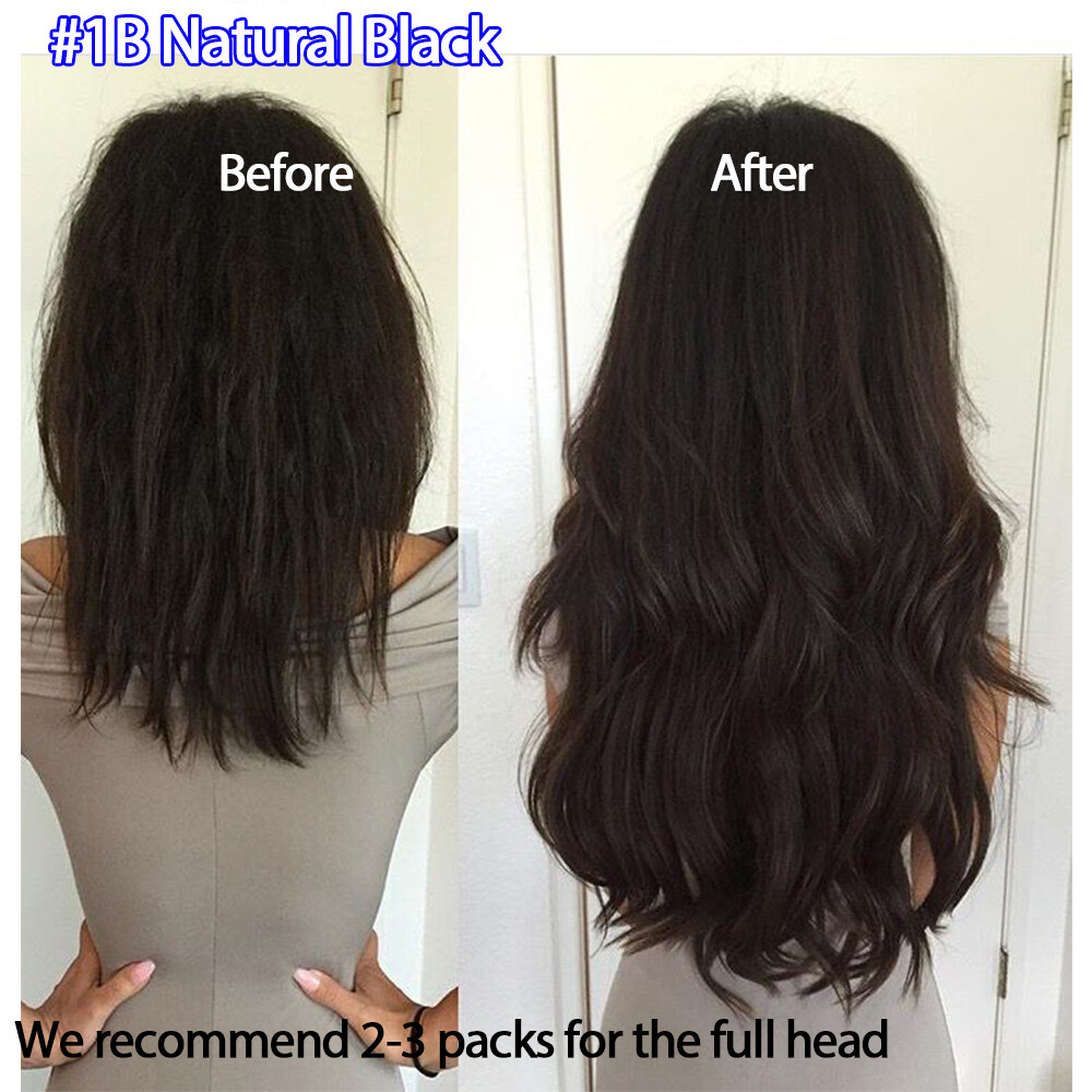 One Piece 110G Thick Real Hair Extensions Clip In Human Hair Weft 3/4 Full Head
