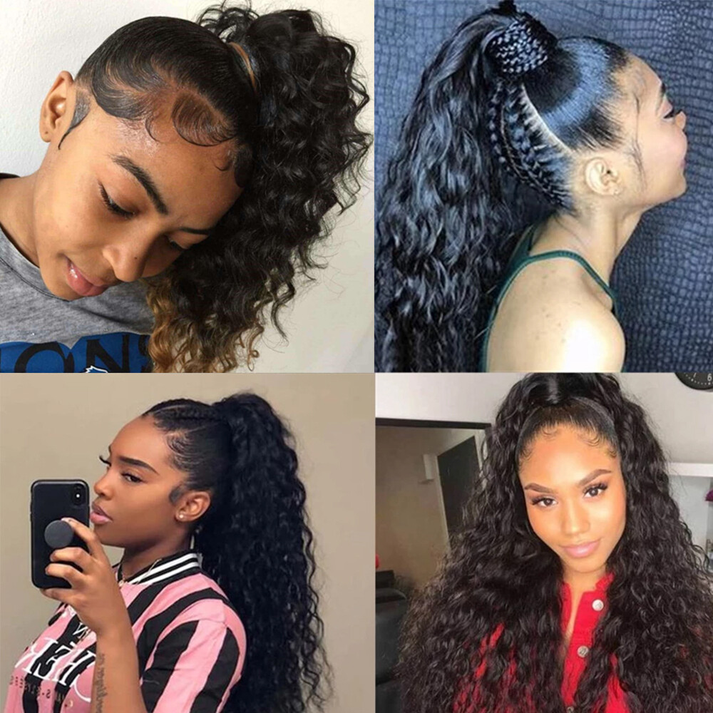 Wrap Around Clip In Ponytail 100 Human Hair Deep Wave Straight