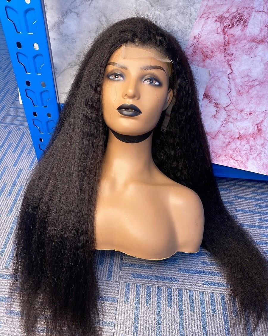 Kinky Straight 13X6 Lace Front Wig Human Hair 5.5×4.5 Silk Top Base Closure Wigs
