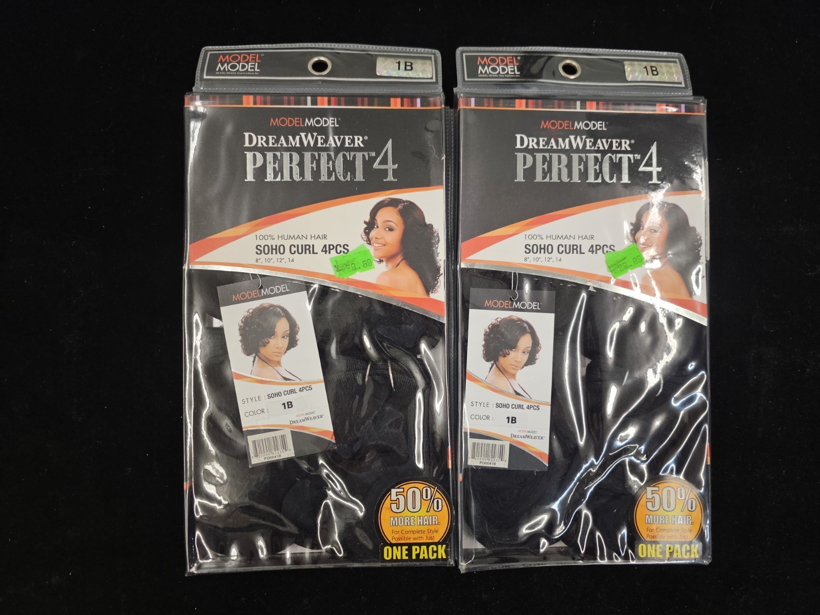 Lot Of 2 Dreamweaver 100% Human Hair – SOHO CURL 4pcs- Color 1B /MODEL MODEL