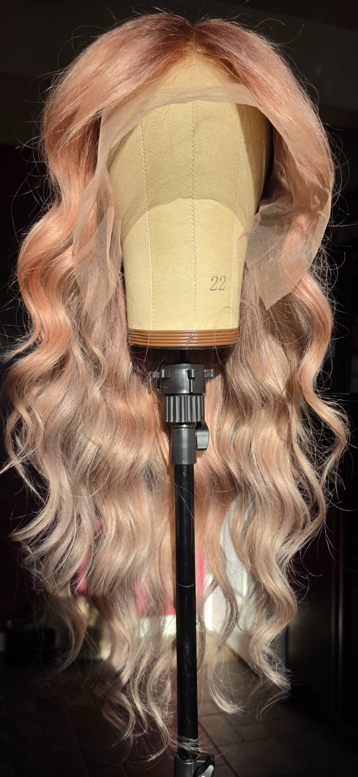 30″ Custom-colored 100% Human Hair Lace Front Wig – Pink Champagne