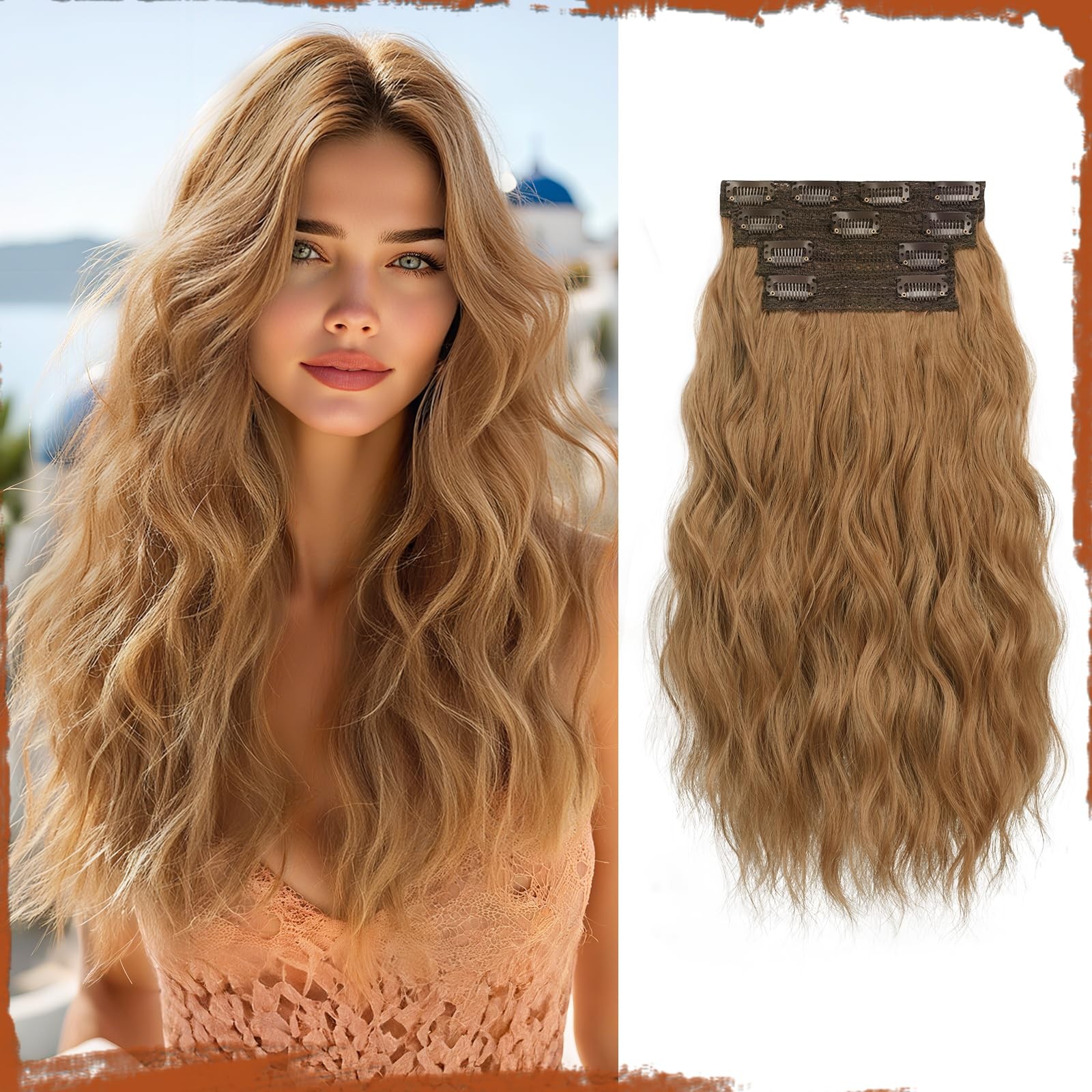 Sofeiyan Light Auburn Hair Extensions 16 Inch Clip In Hair Extensions 4Pcs