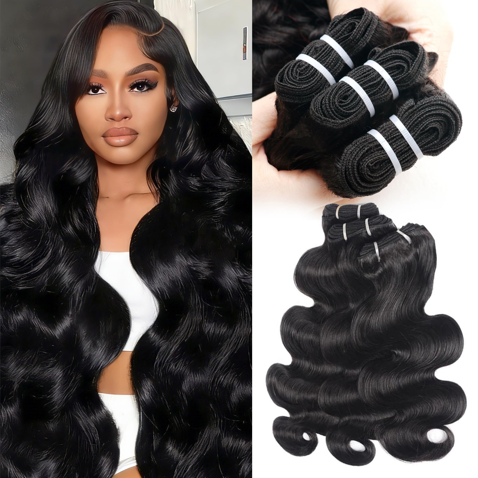 22-26 Inch Body Wave Human Hair Bundles – 100% Virgin, No Tangle, Long Lasting