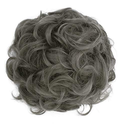 Big Hairpiece Scrunchy Updo Bridal Hairstyle curly Messy ash gray #171 G27E