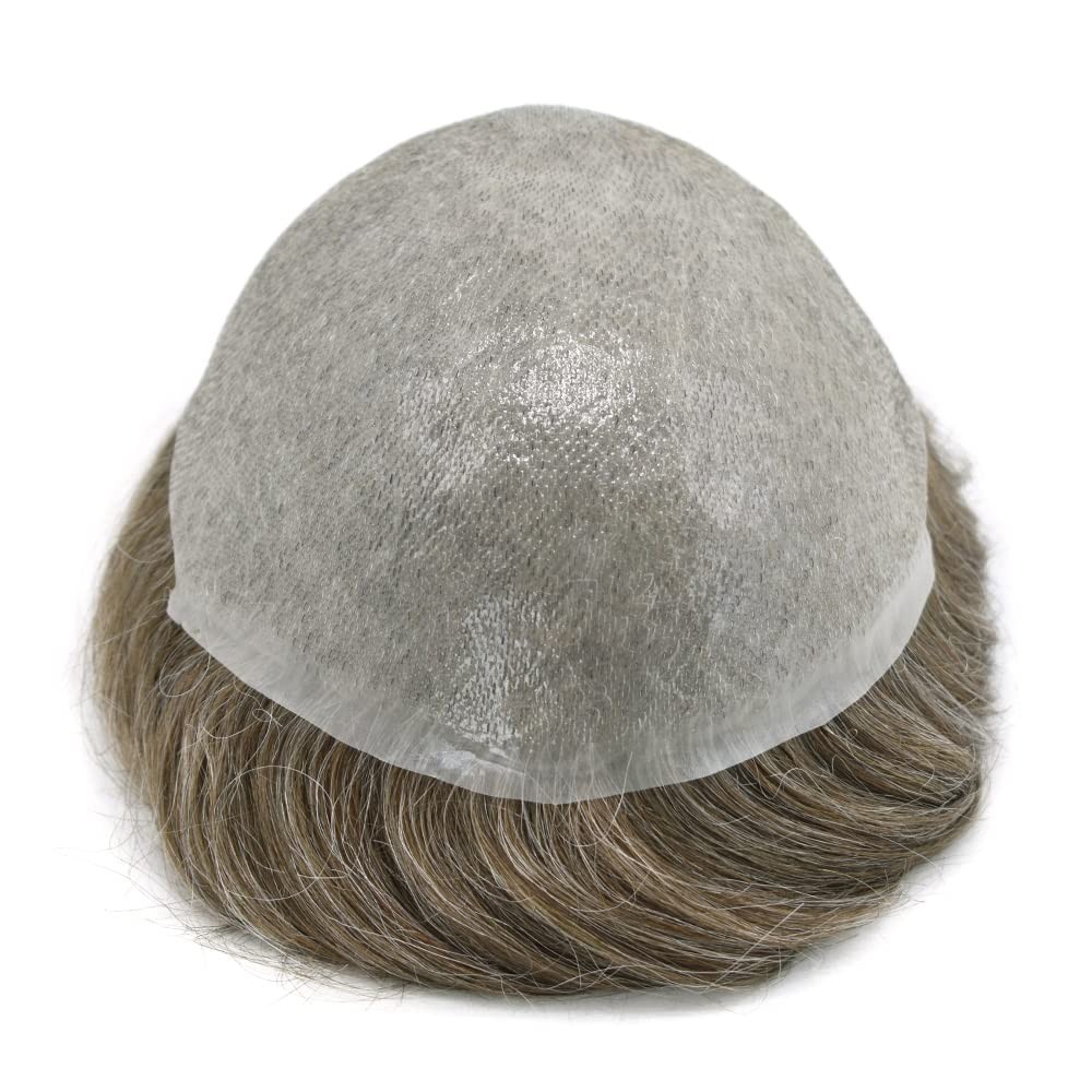 Mens Toupee Ultra Thin Skin Hair Replacement System Invisible V-Loop Hair Piece