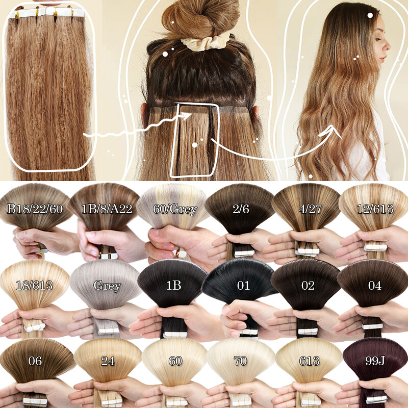 Tape in Hair Extensions 100% Real Remy Human Hair Skin Weft Dirty Balayage Ombre