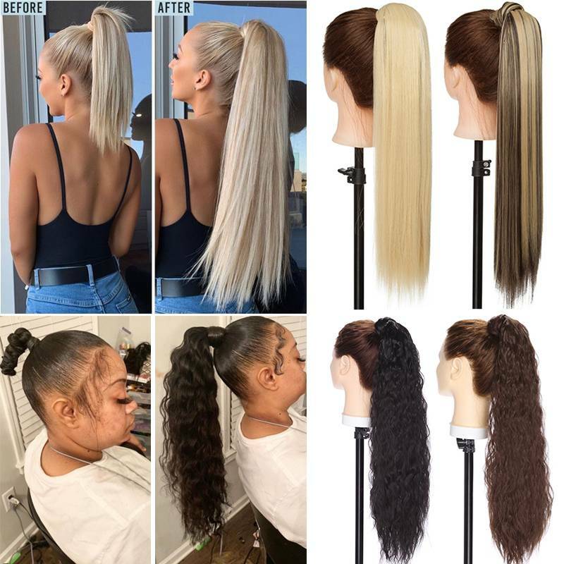 1PCS Hair Ponytail Clip In Hair Extensions Real as Human Wrap Around Pony Tail
