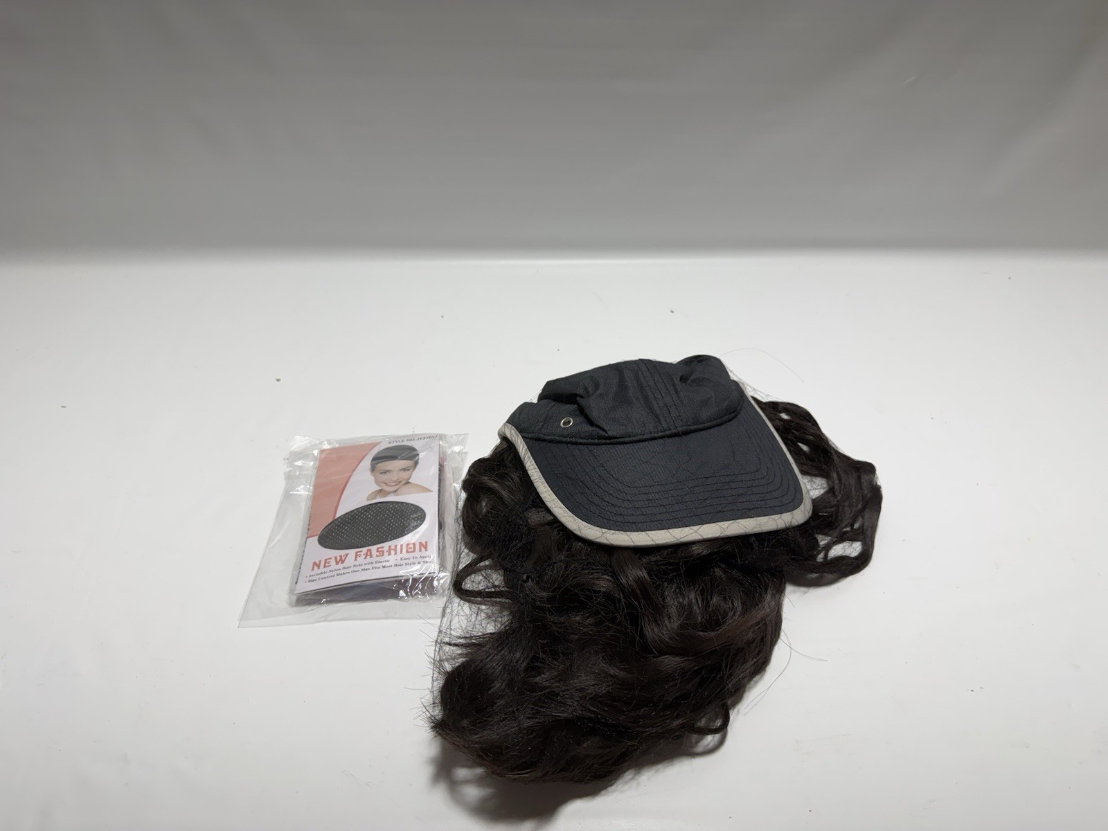 Women Hat Wig Hair Baseball Cap Curly Synthetic Dark Brown