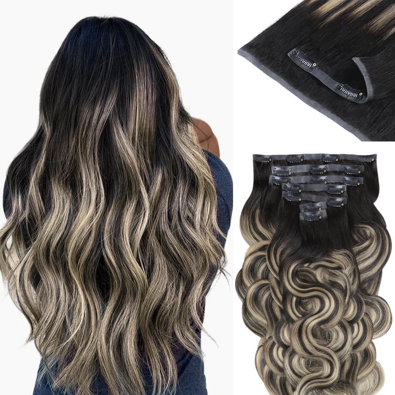 Idn Beauty Seamless Clip In Hair Extensions Human Hair 110G 16 Inch 1B/19/1B