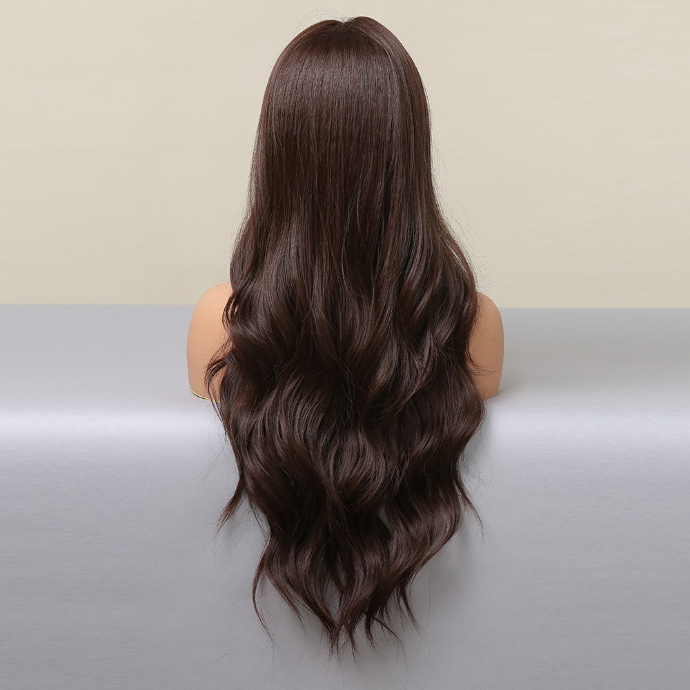 Cosplay Party Wig Dark brown Heat Resistant Synthetic Hair Long Wavy