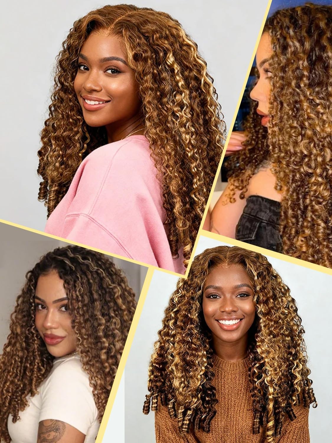 22″ Honey Blonde Ombre Curly Glueless Wig – 9×6 HD Lace, Pre-Plucked, 180% Densi