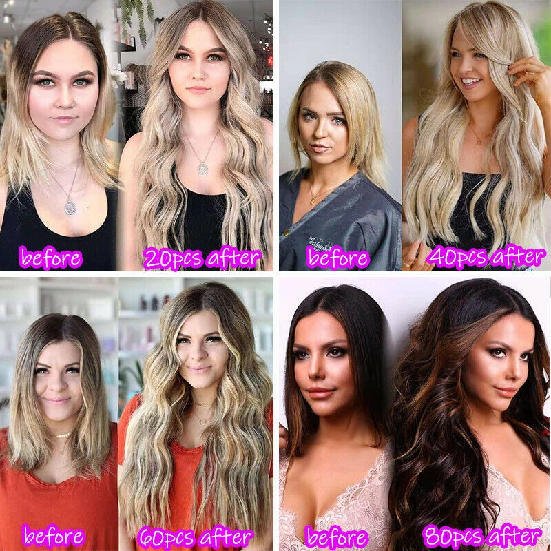 Invisible Tape In Human Hair Extensions Skin Weft Premium Hair Full Head 80pcs