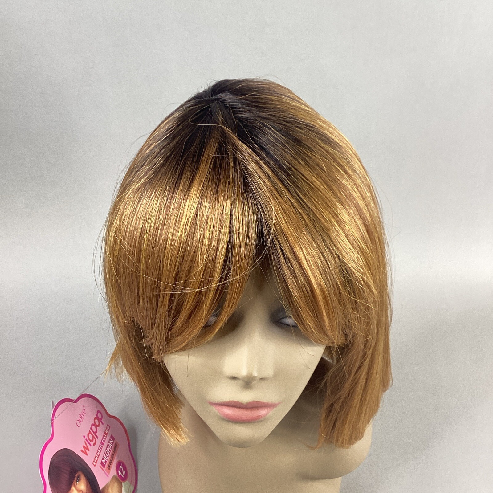 Meghan 12” #DR Golden Amber Honey Brown Blonde Straight Synthetic Wig