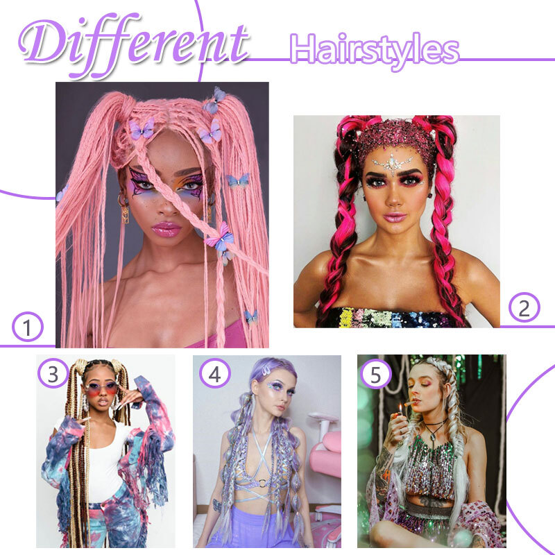 Crochet Box Braiding Long Jumbo Braid Hair Extensions Rainbow Festival Braided