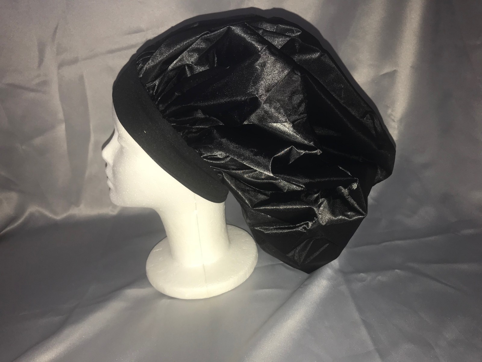 QFITT DUAL SIDED FABRIC SILKY & CONDITIONING SLEEP CAP #8001 BLACK JUMBO