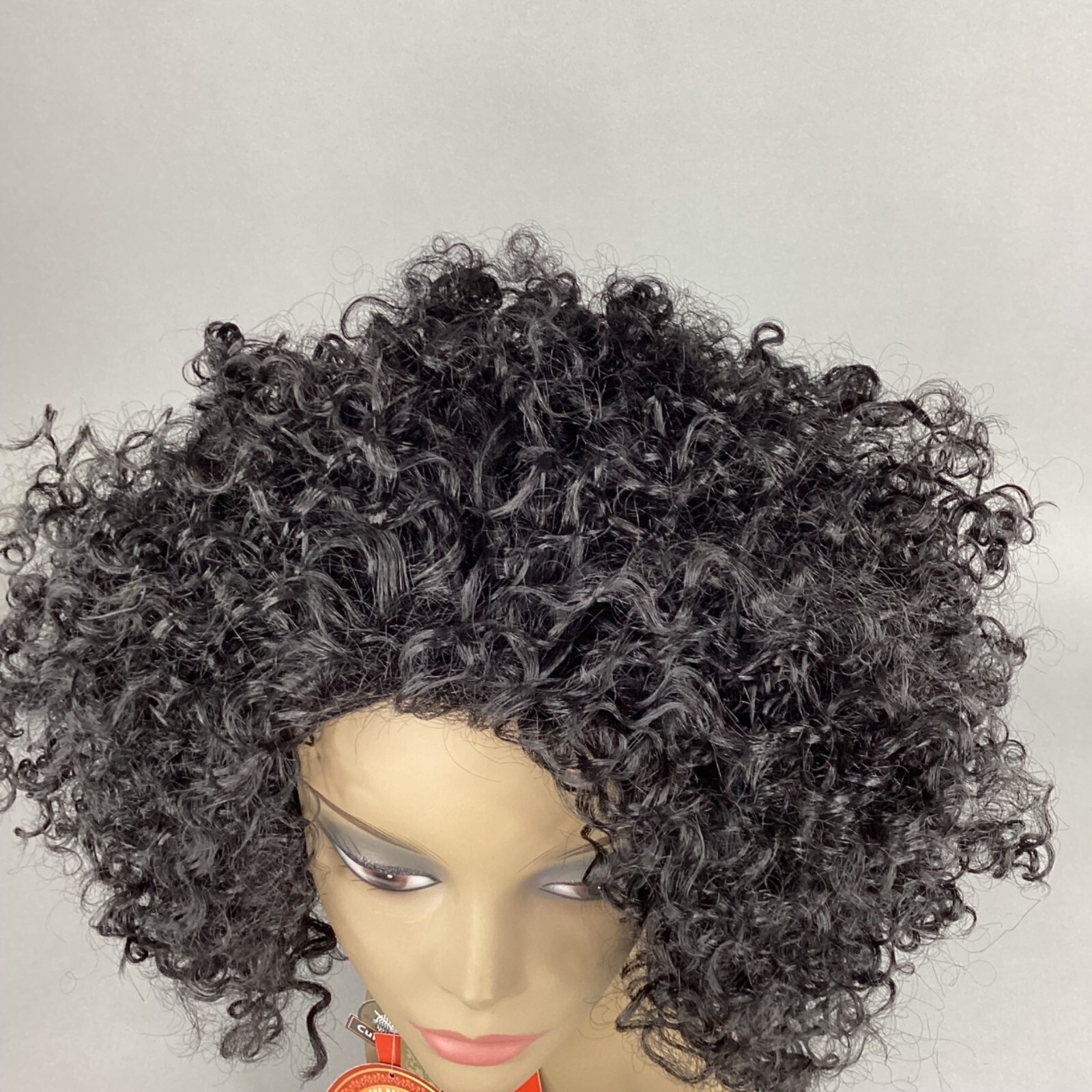 Anika 1B Off Black Big Fluffy curly Afro Wig Classic Cap Synthetic Adjustable