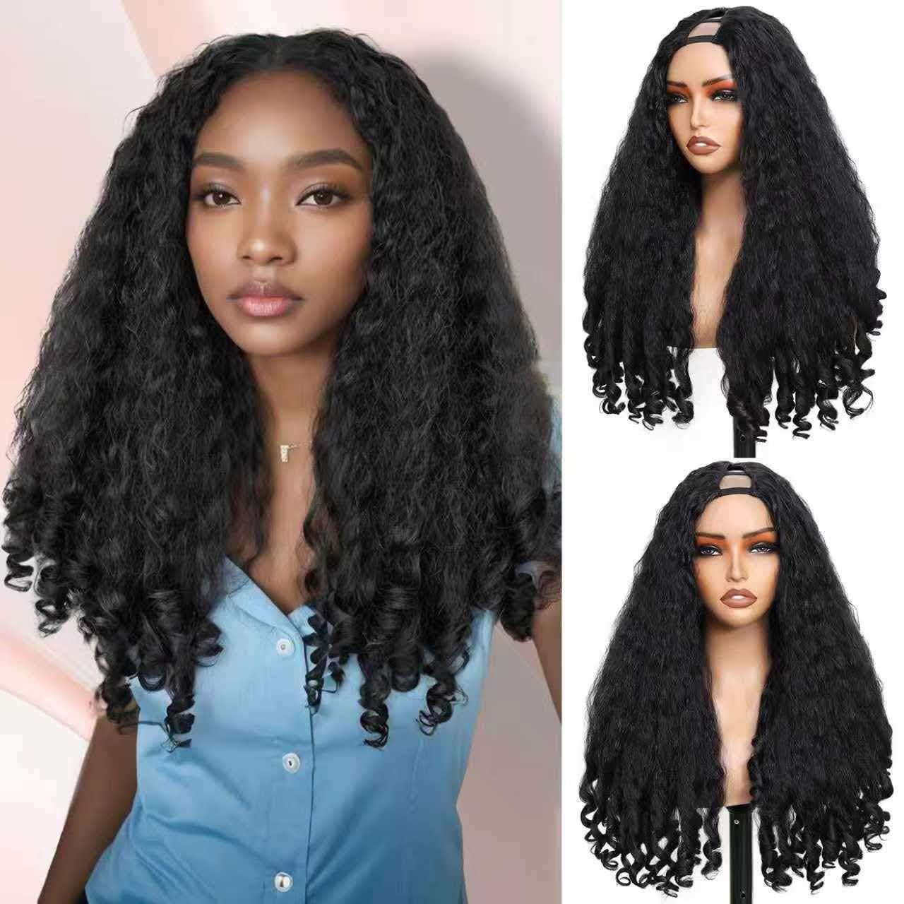 24″ Afro Kinky Curly Wig for Women Black Full Heat Resistant Synthetic Cosplay