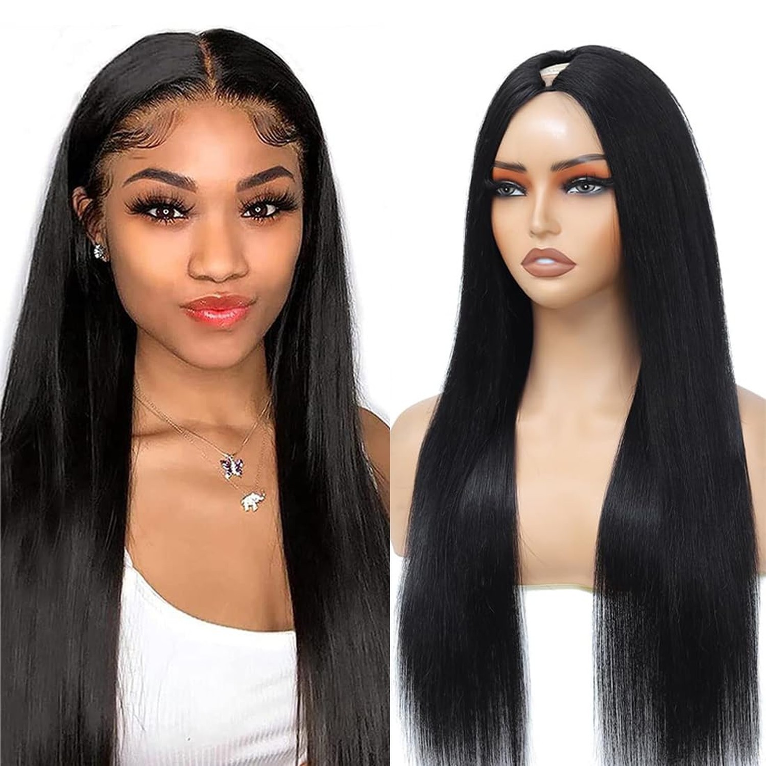 V Part Wig Human Hair Wigs for Black Women Straight V Part Wig Upgr… Fast Ship