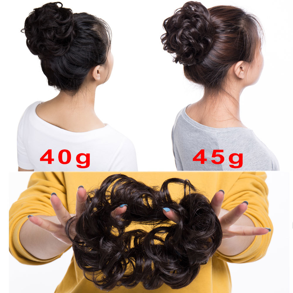 Real Thick One Piece Curly Hair Extension Hairpiece Bun Updo Scrunchie Pony Tail