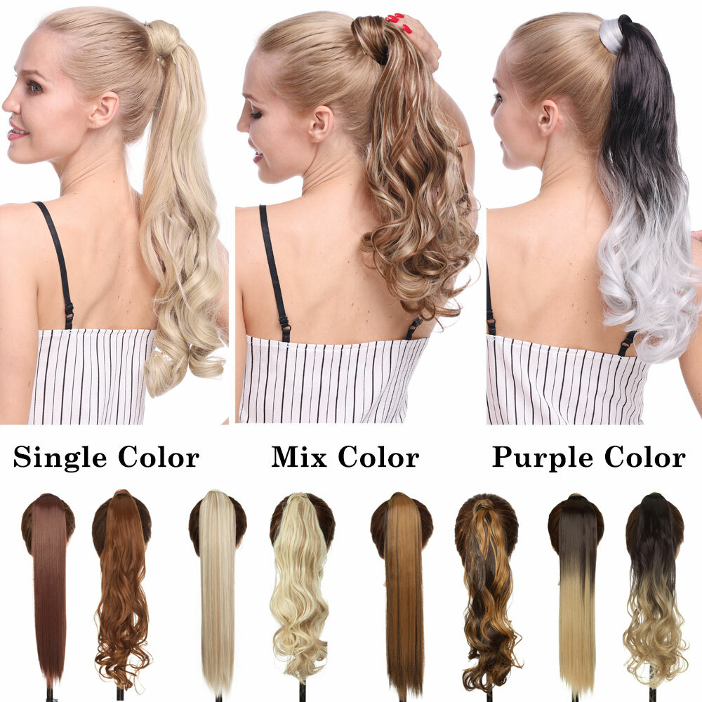 1Pcs Hair Ponytail Clip In Hair Extensions Wrap Around Pony tail Long as Human H