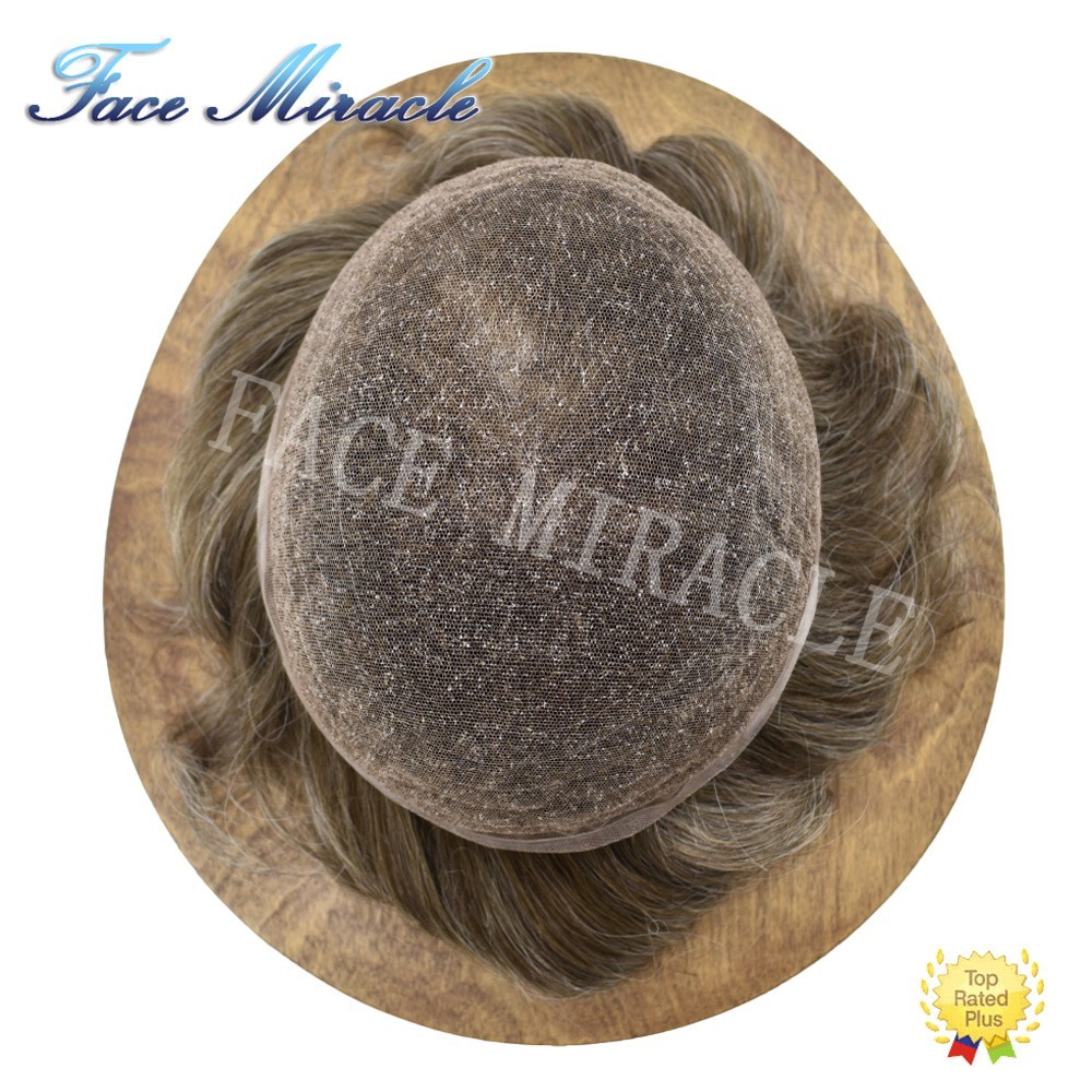 Mens Toupee Human Hairpiece Full French Lace Toupee for Men Hair Replacement Wig