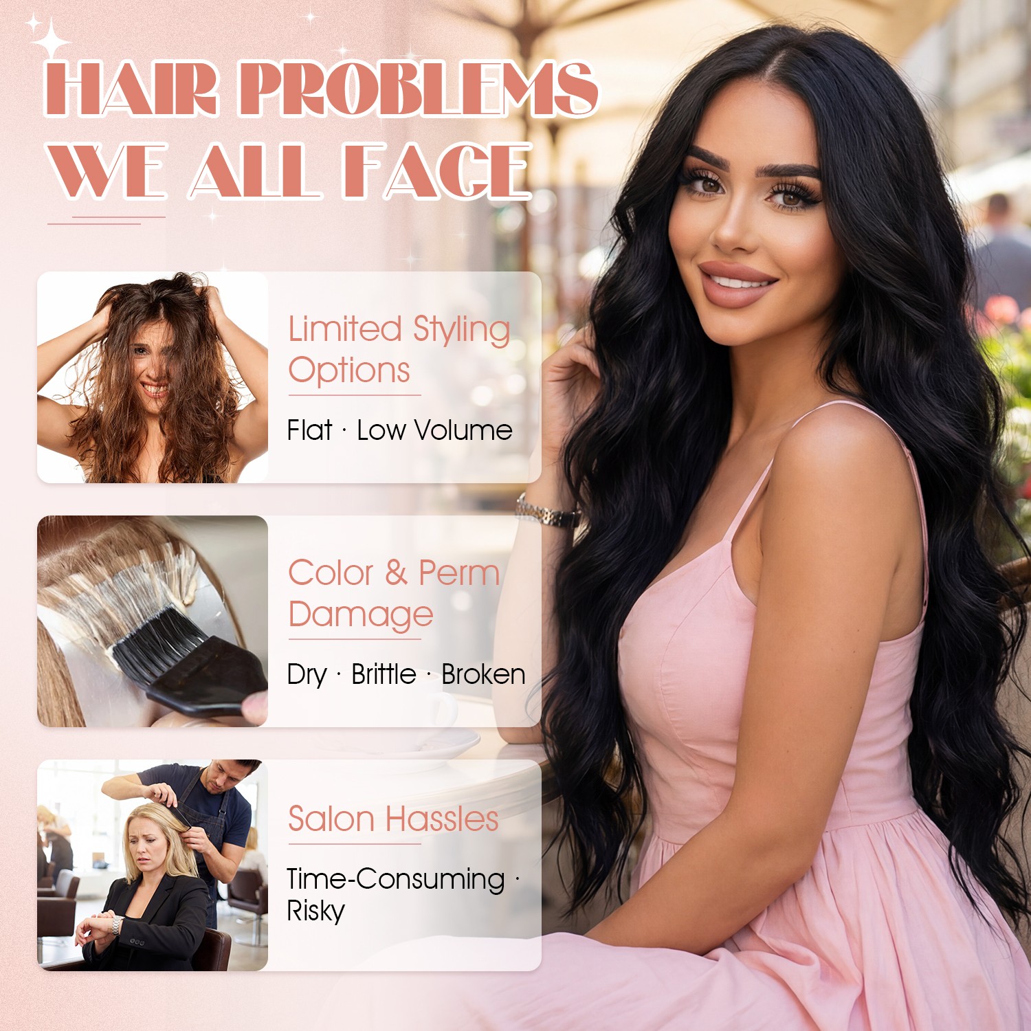 THICK Clip in Hair Extensions 4 Pcs Thick Double Lace Weft Long Wavy Soft Silky