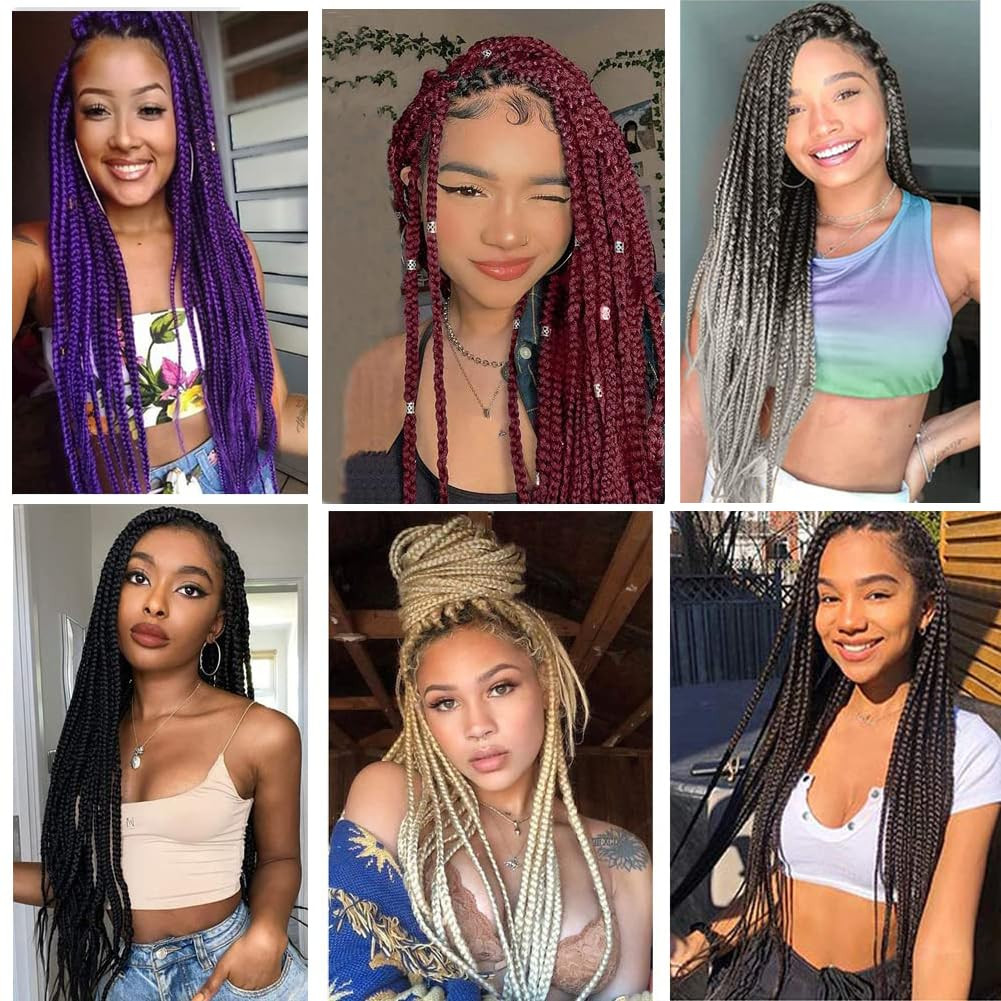 Burgundy Braiding Hair Extensions for Braids 6 Packs Yaki Texture Wine Red Pre S