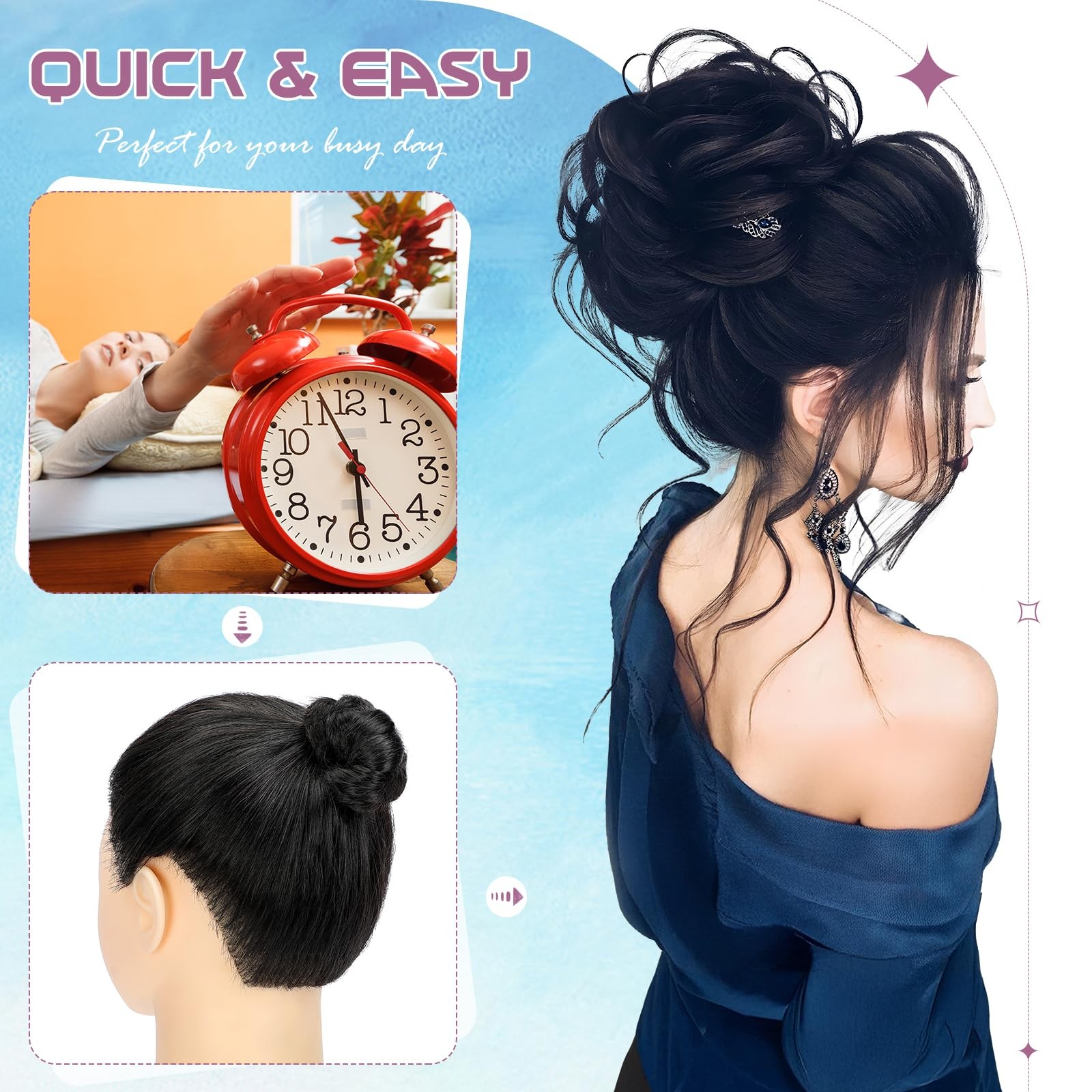 FeidyLong Messy Bun Hair Piece Tousled Updo Hair Buns Extension Elastic Band …
