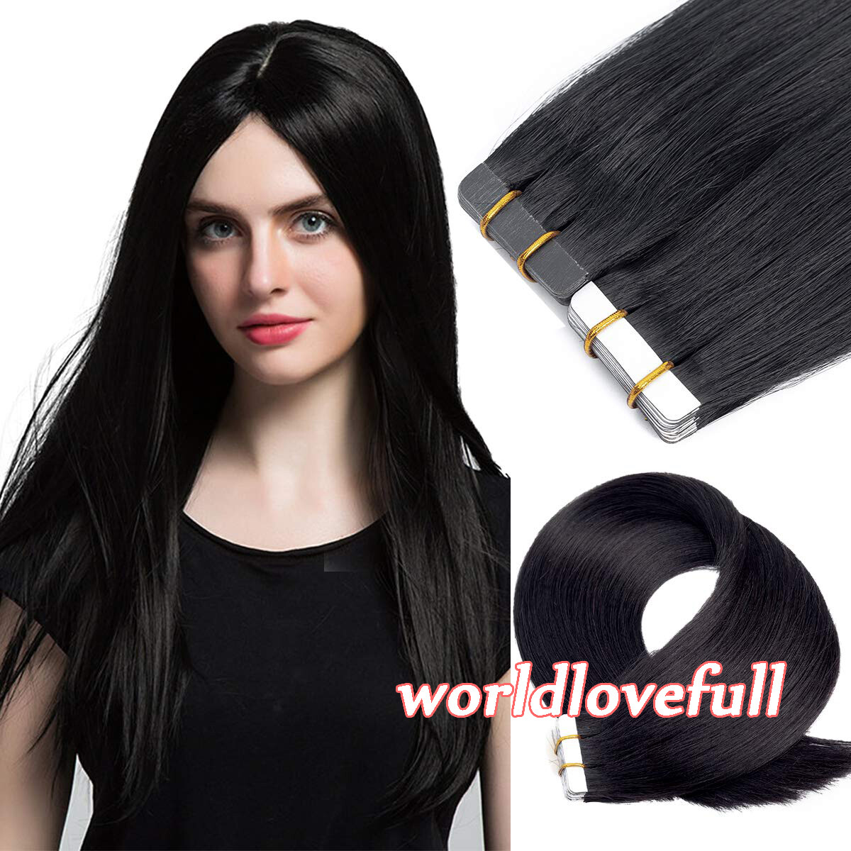 16″-26″ Adhesive Tape In Hair Extensions Super Stick Invisibel Real Human Hair