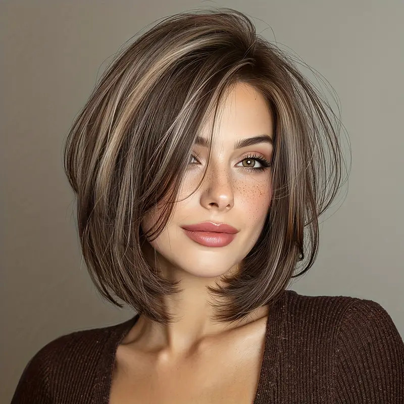 Short Brown Blonde Balayage Bob Wigs 100% Human Hair Lace Front Wigs for Women