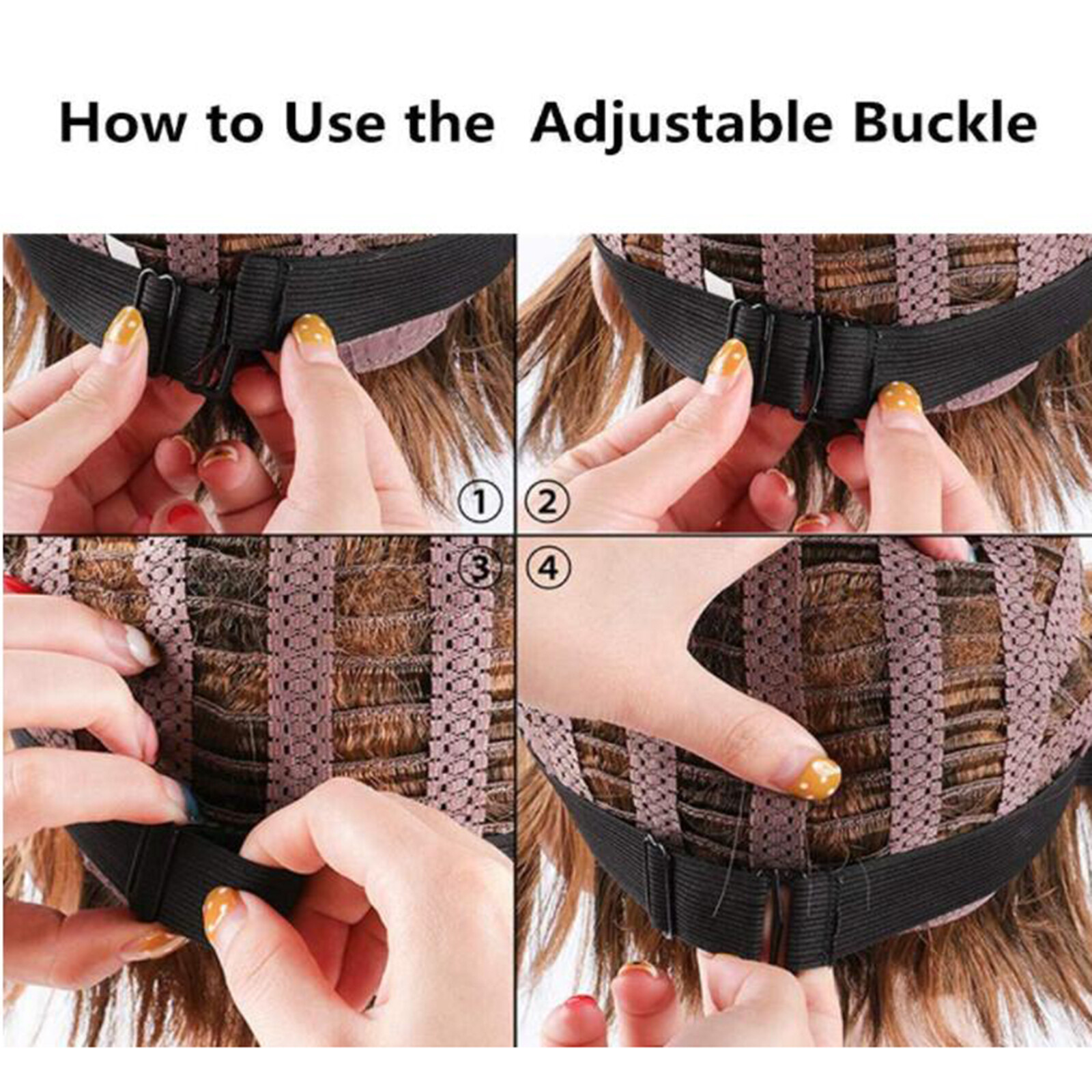 5x Black Adjustable Elastic Band Straps With Hooks For Wigs Caps Bra Closure