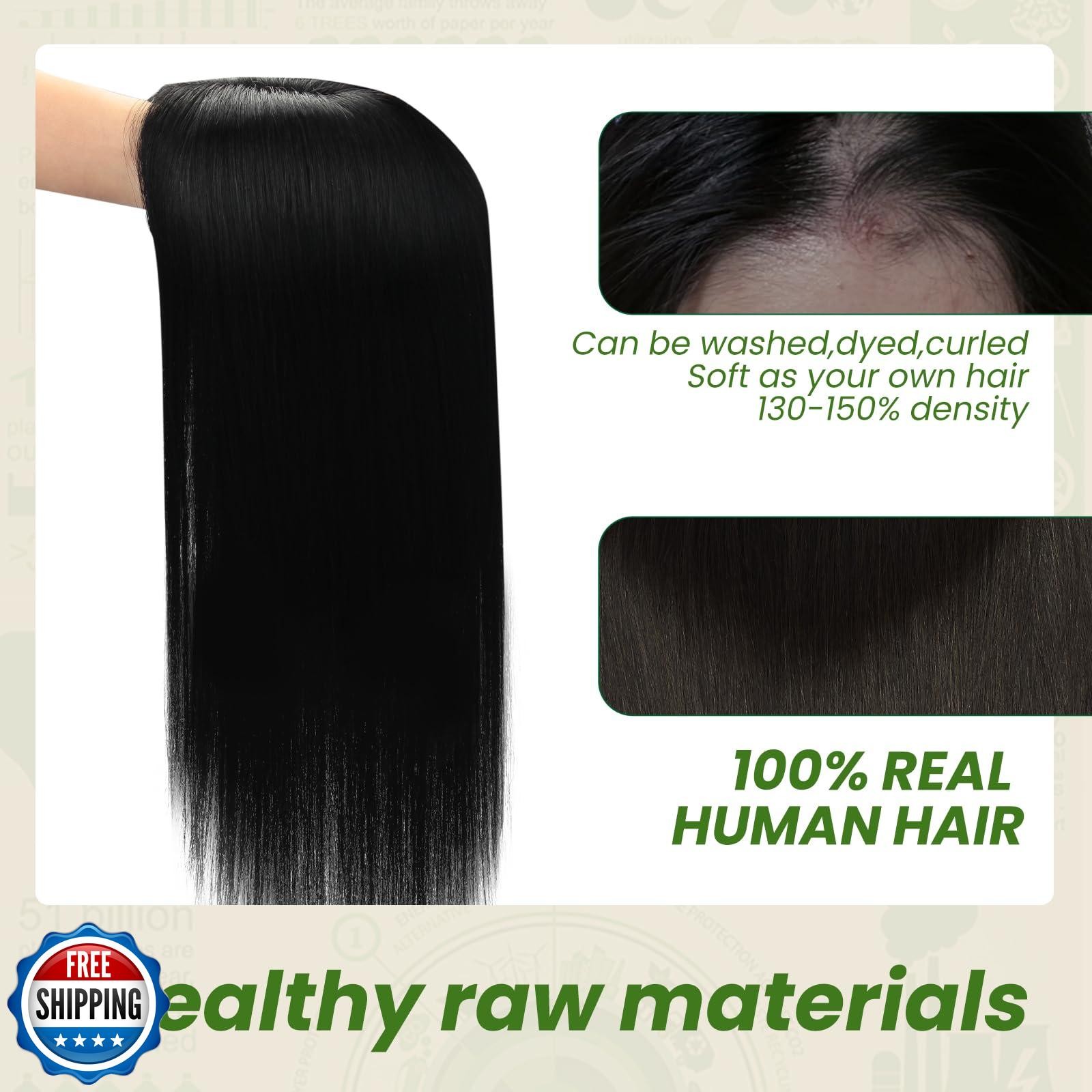 kolala HAIR Toppers for Women Real Human Hair Clip in Silk Base 150 Density 6
