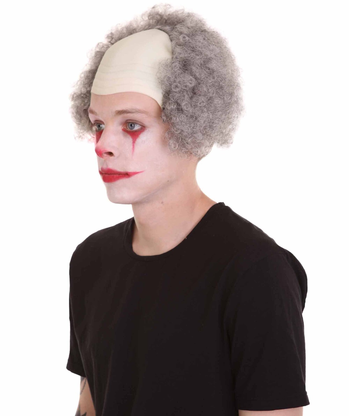 HPO Adult Unisex Half Bald Curly Scary Clown Wig, HM-1172A