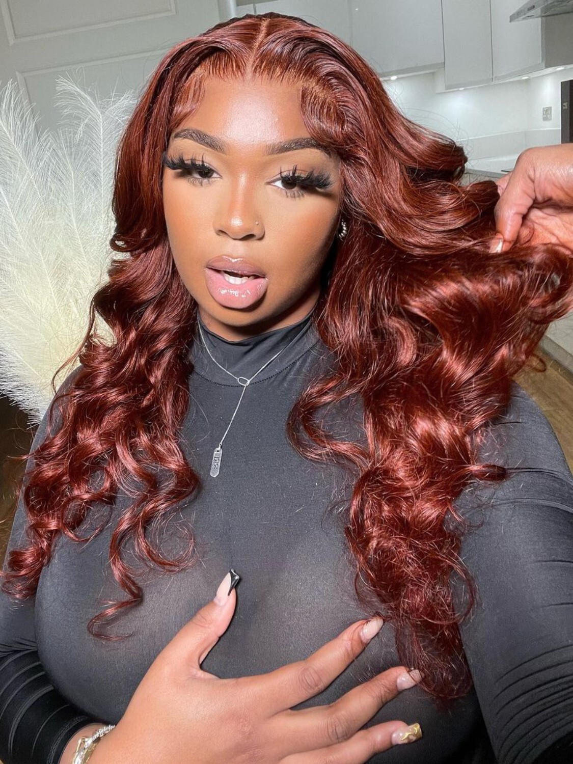 UNice Cambodian Reddish Brown Body Wave Bundles Human Hair Weave Cooper Red Weft