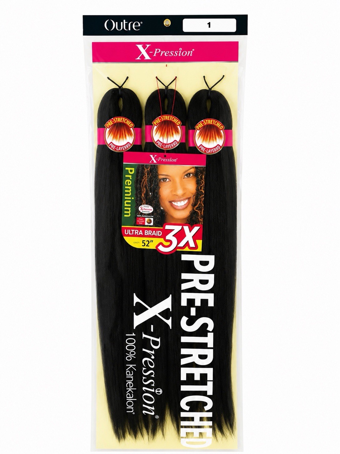 Outre X-Pression Ultra Braid 3X Pre-Stretched Pre-Layered 52in Synthetic 1B