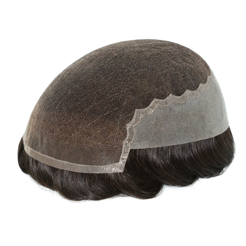 Mens Toupee Human Hair Replacement SystemFrench Lace Front Hairpiece Q6 6×9 #3