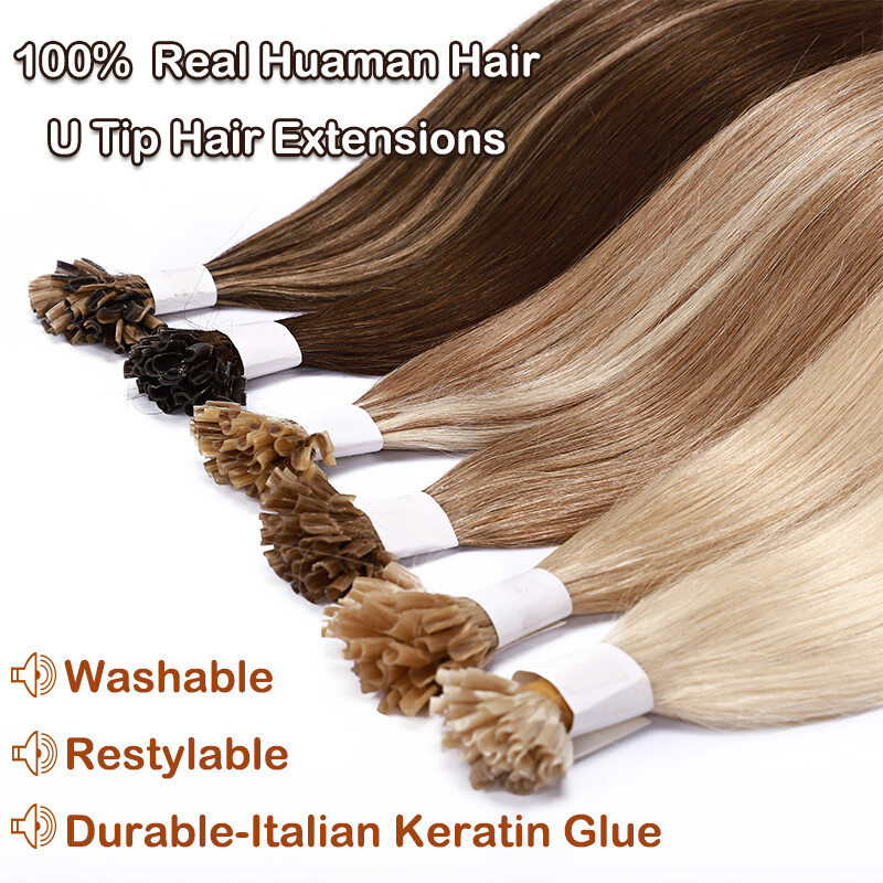 SMOOTH Pre Bonded U Tip Hair Extensions Fusion Keratin Nail REAL HUMAN Long 22″