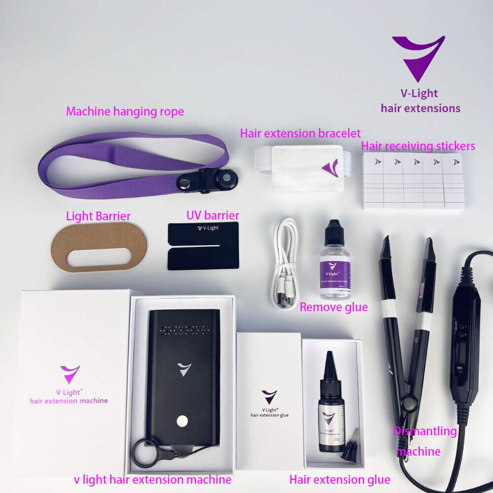 V Light Hair Extensions Kit Set Hair Piece v light hair extension machine glue