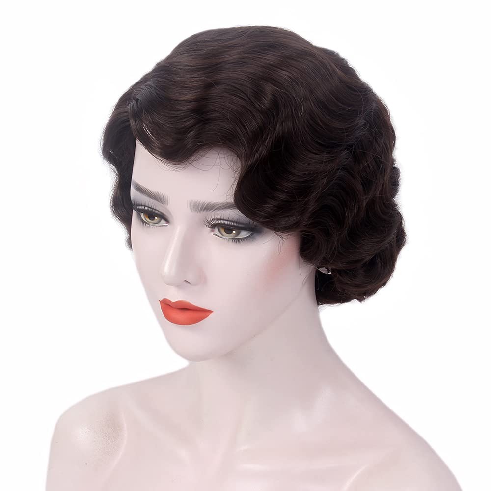 R Reewes Fashion Hair Reewes Long 1920S Wig Finger Wave Wig Curly Short Wig