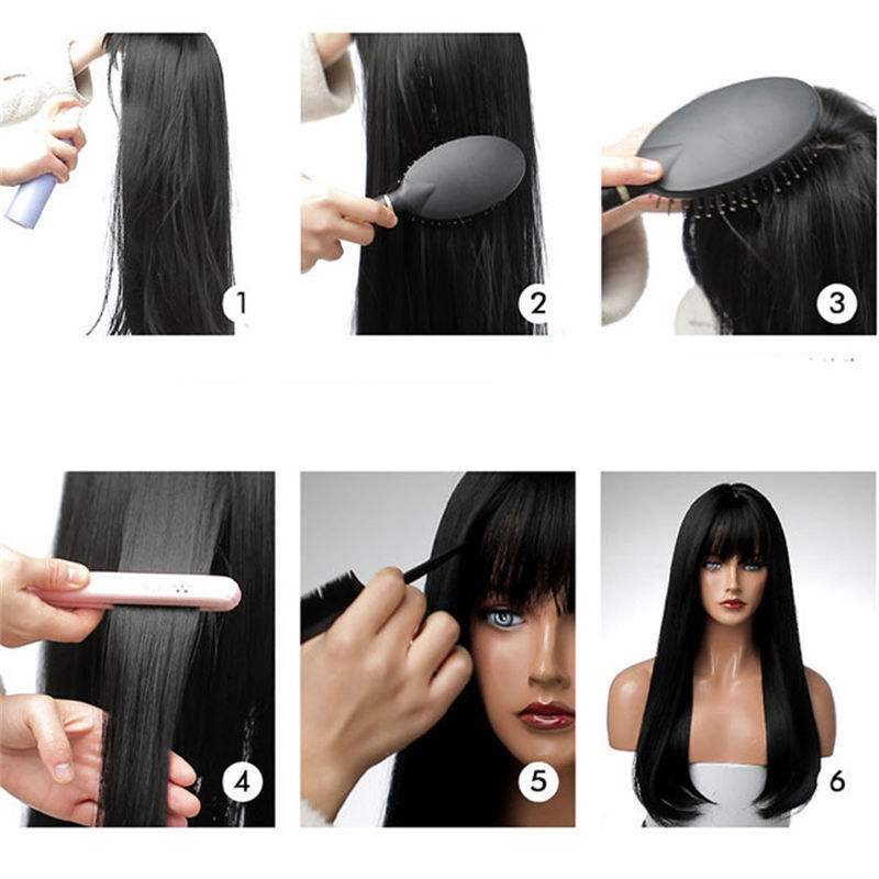 Women Wig Fashion Gradient Golden Fiber Wig High-Temperature Eight-Character