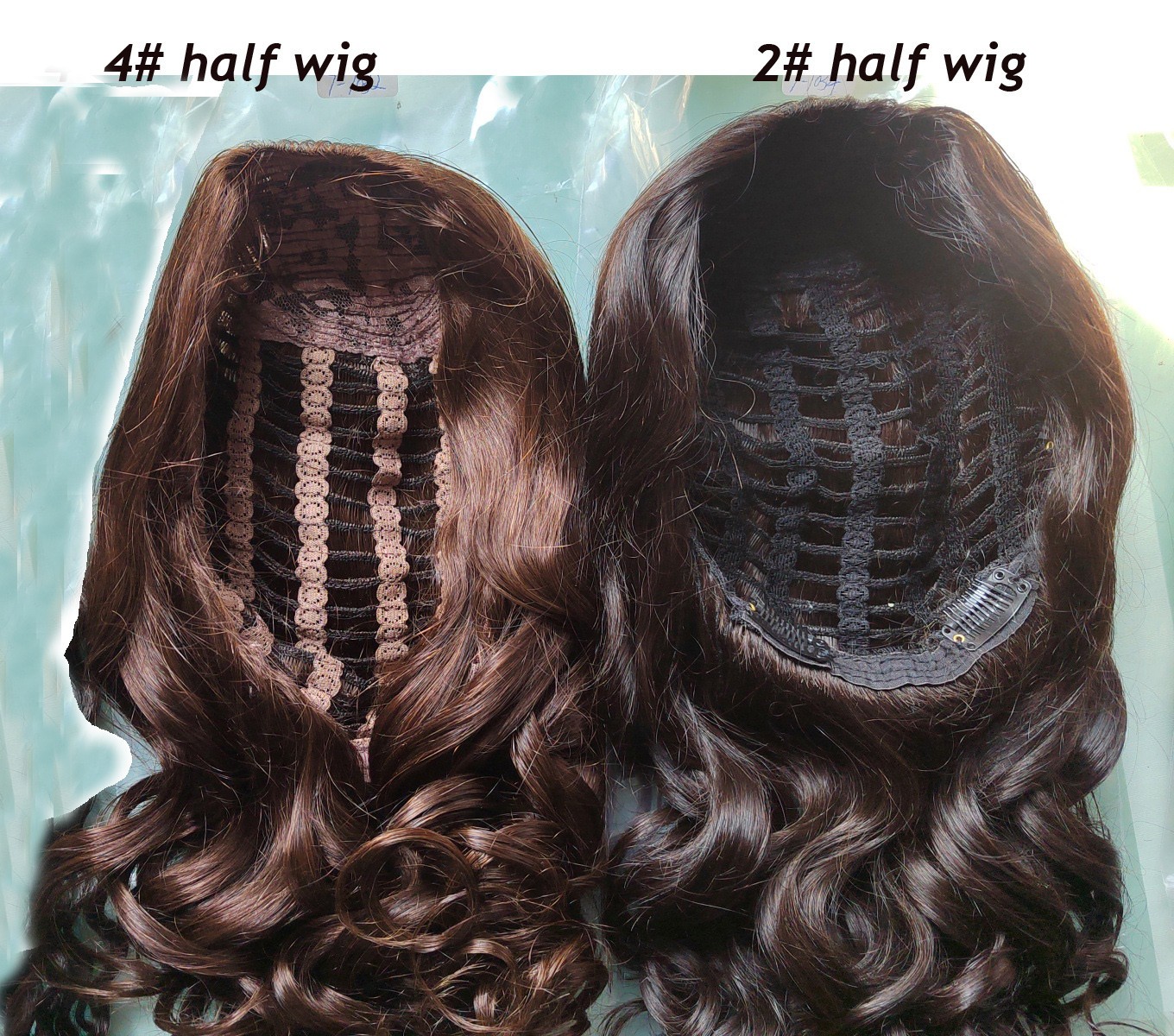 Long Beauty Wavy Machine Weft Cap 100% Remy Human Hair Glueless 3/4 Half Wigs
